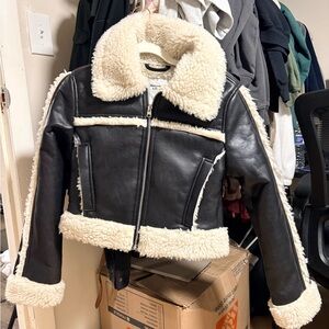 Abercrombie & Fitch Cream Shearling Jacket